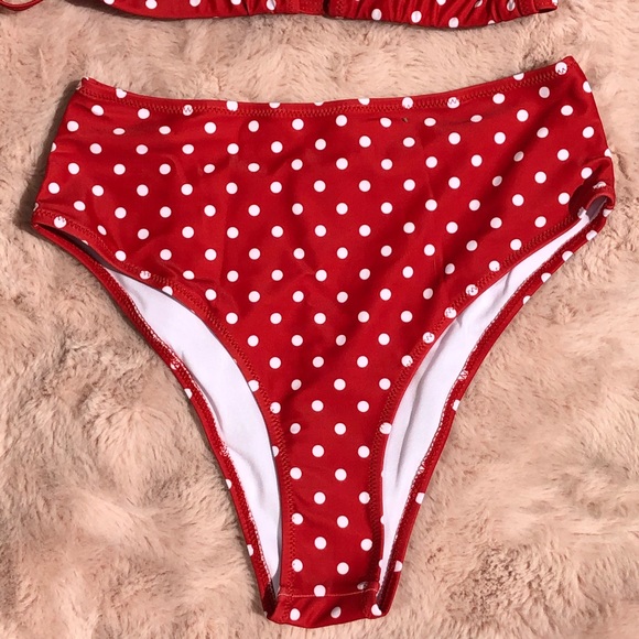 NWT RED WHITE POLKA DOT BIKINI VINTAGE STYLE SWIM - Picture 5 of 16